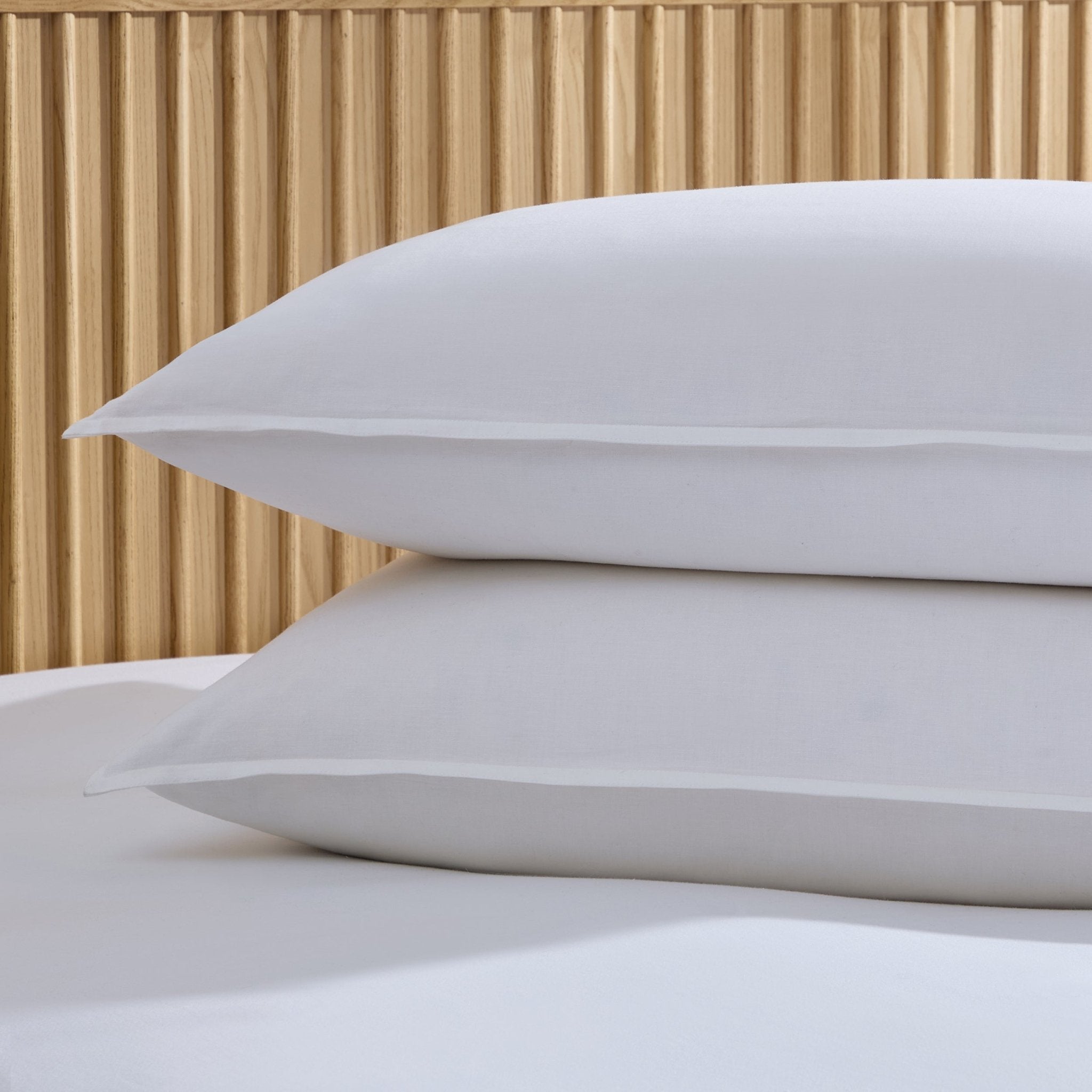 Pair of Ramie Linen Look Pillowcases - Washed Cotton - Chalk White - DUSK