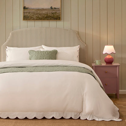 Pair of Simone Scallop Embroidered Edge Pillowcases 220 Thread Count - White/Berry - DUSK