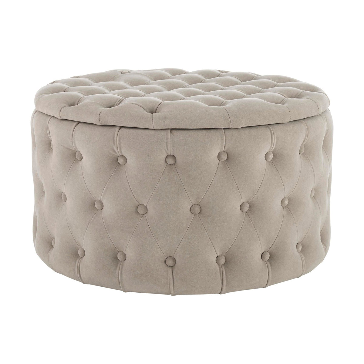 Paisley Buttoned Round Storage Pouffe - Sand - DUSK