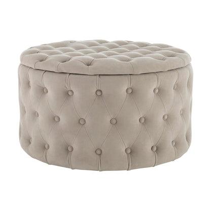 Paisley Buttoned Round Storage Pouffe - Sand - DUSK