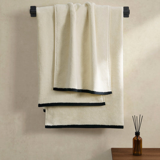 Palma Contrast Edge Towel Collection - Oatmeal - DUSK