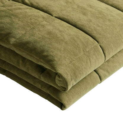 Paris Matte Velvet Quilted Bedspread - Olive Green - DUSK