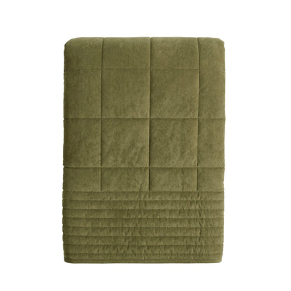 Paris Matte Velvet Quilted Bedspread - Olive Green - DUSK