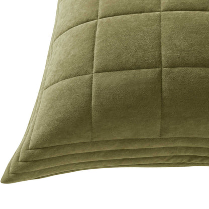 Paris Matte Velvet Quilted Sofa Cushion Cover - Olive Green - DUSK