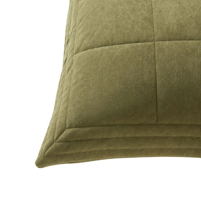 Paris Matte Velvet Quilted Sofa Cushion Cover - Olive Green - DUSK
