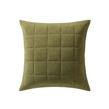 Paris Matte Velvet Quilted Sofa Cushion Cover - Olive Green - DUSK