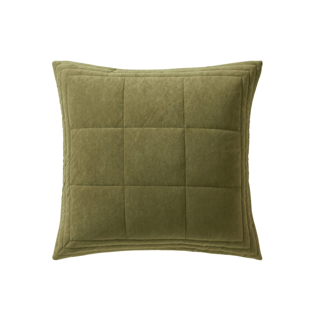 Paris Matte Velvet Quilted Sofa Cushion Cover - Olive Green - DUSK