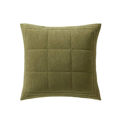 Paris Matte Velvet Quilted Sofa Cushion Cover - Olive Green - DUSK