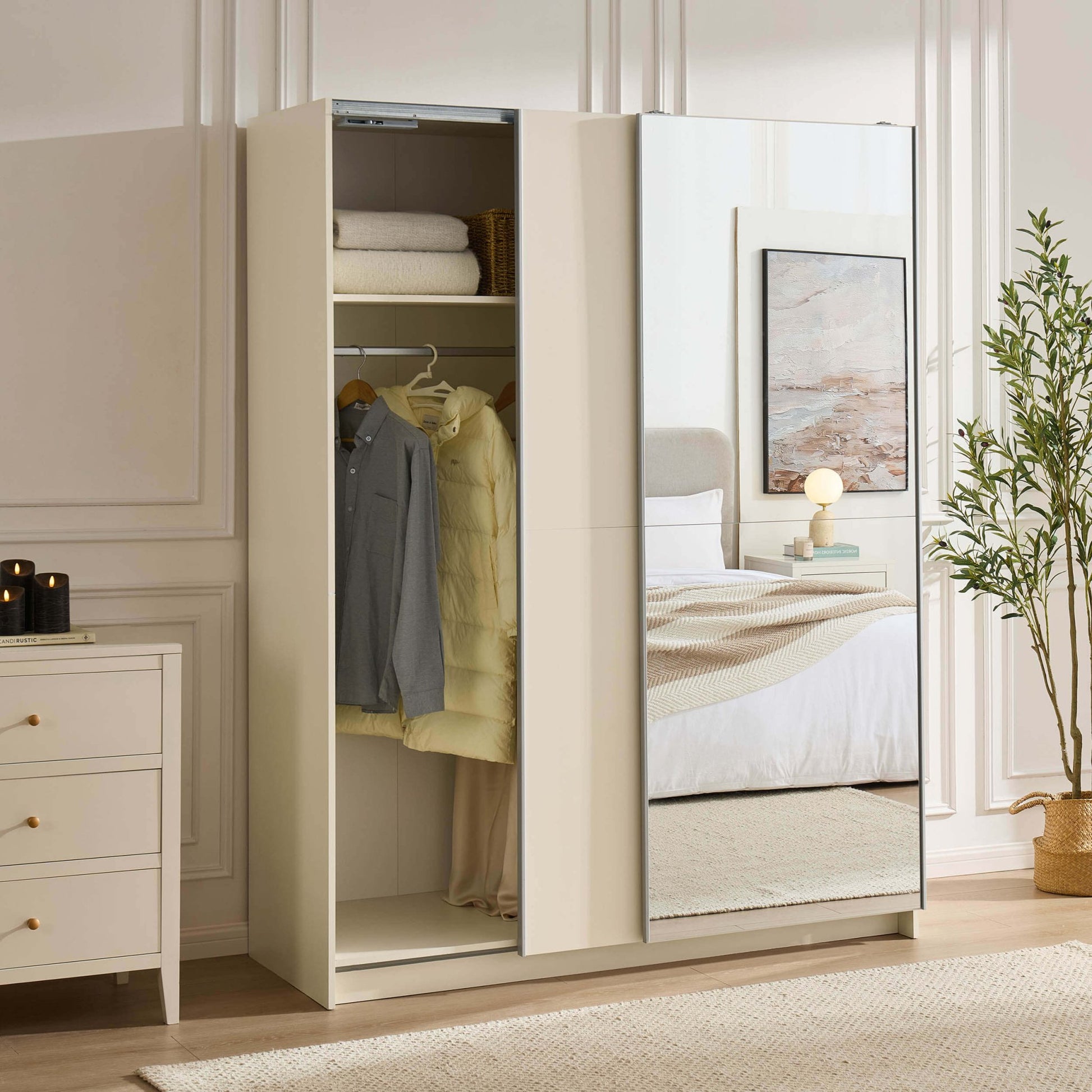 Penelope 150cm 2 Door Sliding Wardrobe - Cream - DUSK