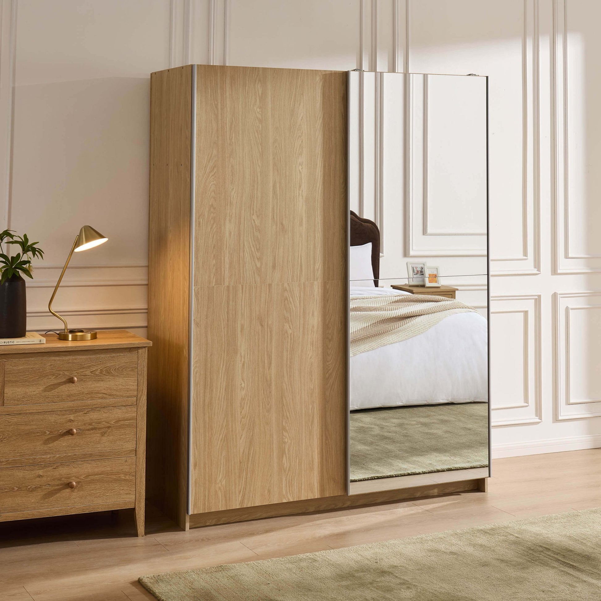 Penelope 150cm 2 Door Sliding Wardrobe - Light Wood - DUSK