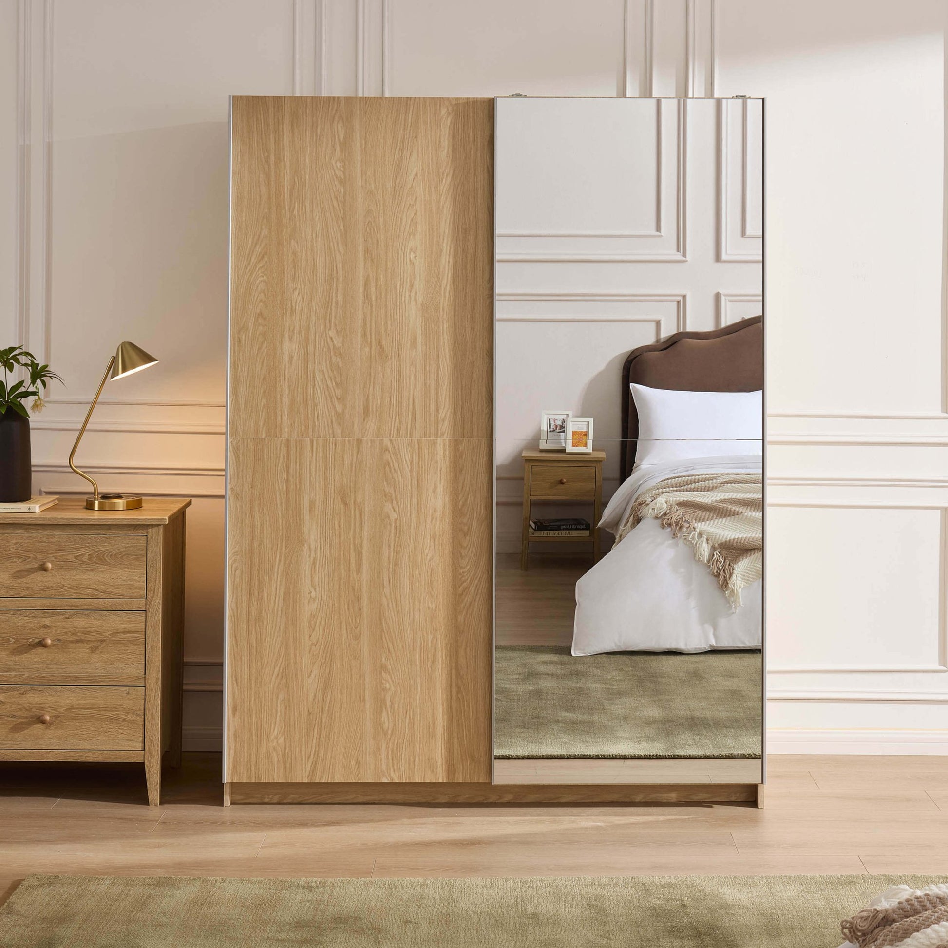Penelope 150cm 2 Door Sliding Wardrobe - Light Wood - DUSK