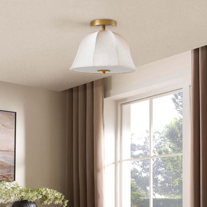 Penn Antique Bronze Linen Blend Ceiling Light - Gold - DUSK