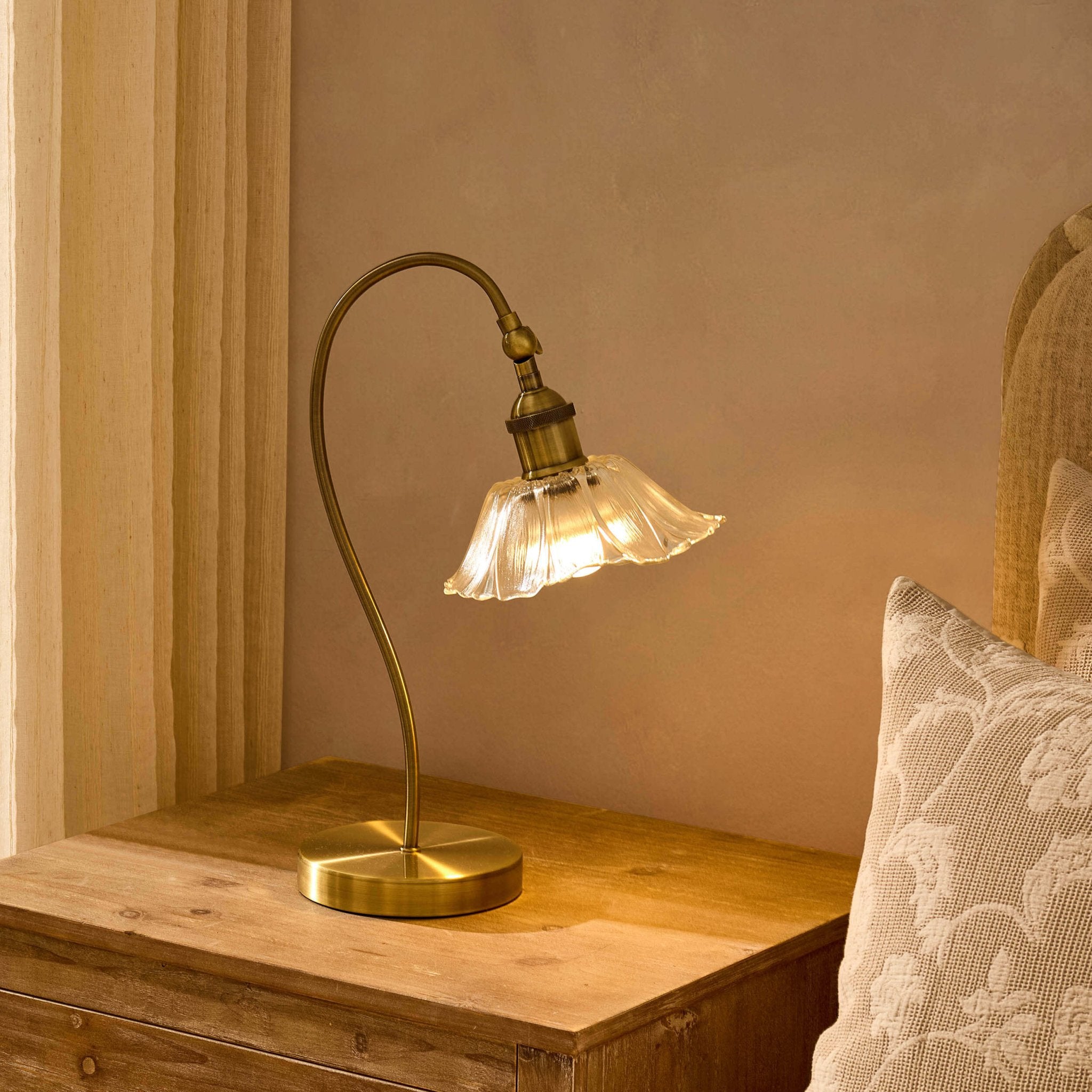 Petal Glass Brass Table Lamp - Brass - DUSK