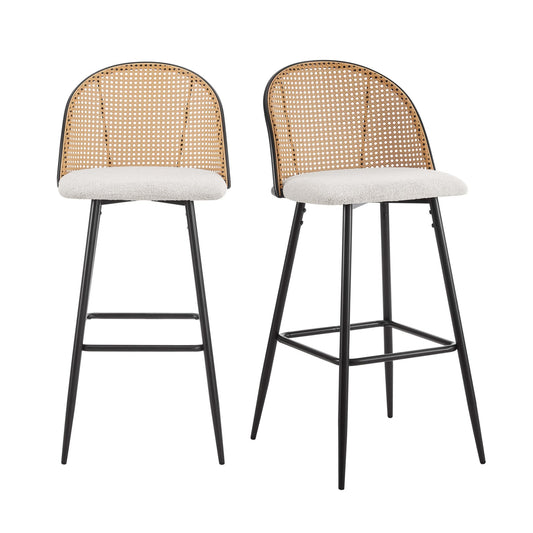 Phoebe Set of 2 Barstools - Boucle Ivory/Black - DUSK