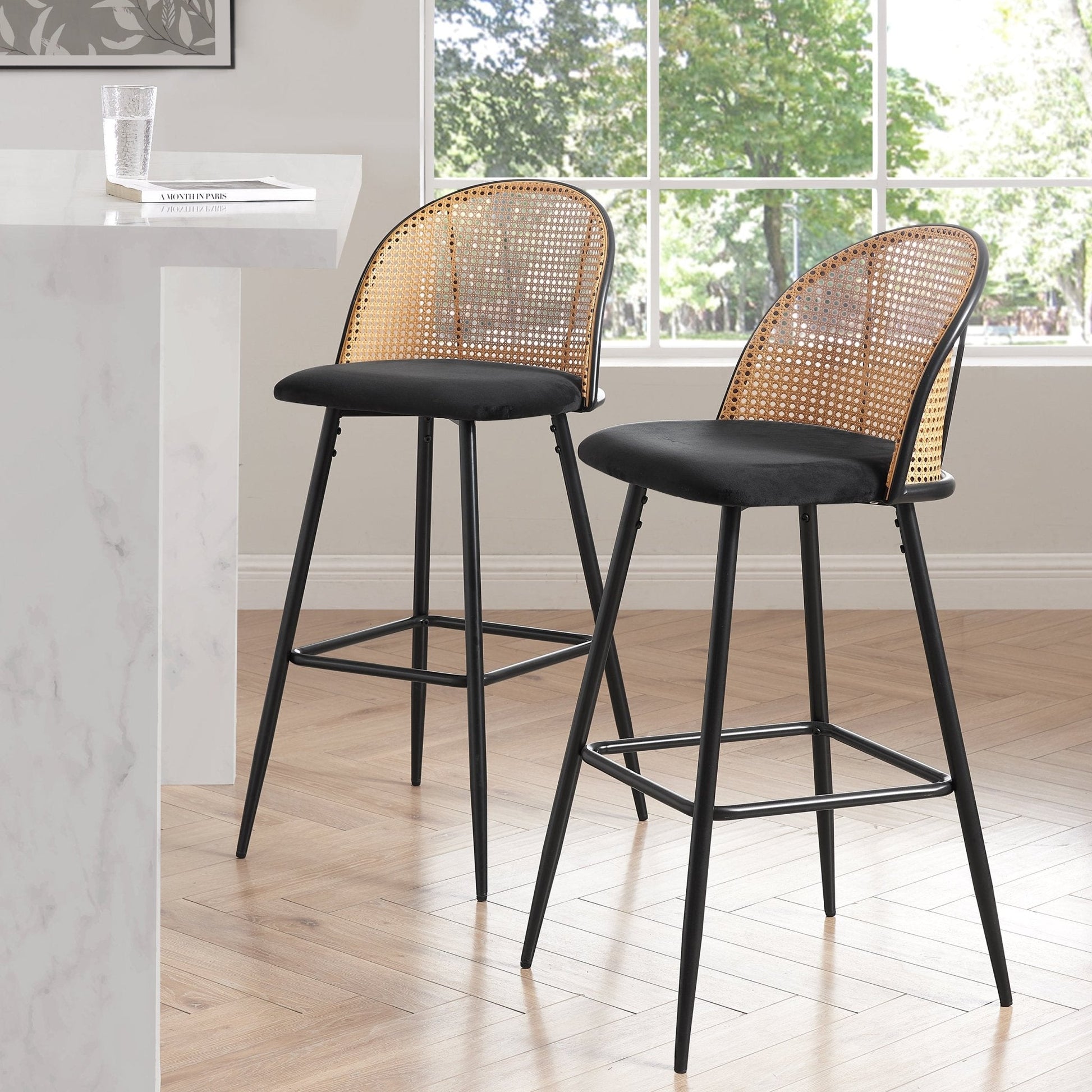 Phoebe Set of 2 Barstools - Charcoal/Black - DUSK