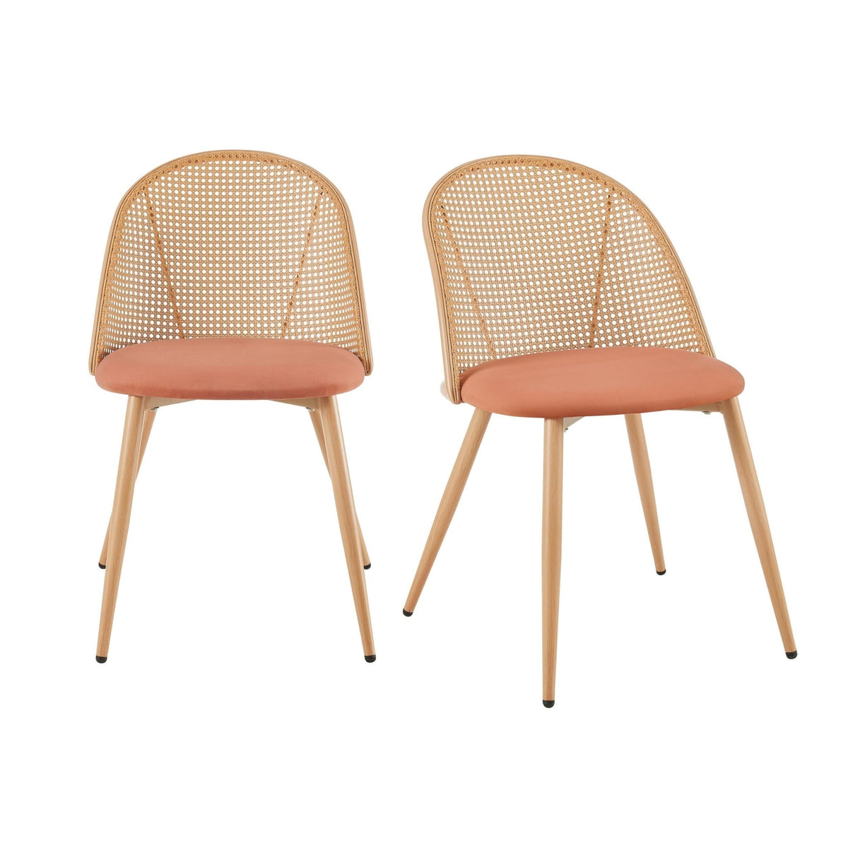 Phoebe Set Of 2 Dining Chairs - Apricot/Natural - DUSK