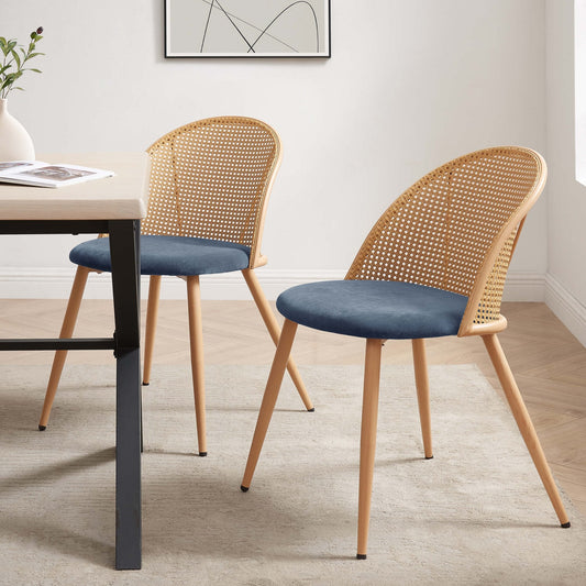 Phoebe Set Of 2 Dining Chairs - Blue/Natural - DUSK