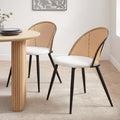 Phoebe Set Of 2 Dining Chairs - Boucle - Ivory/Black - DUSK