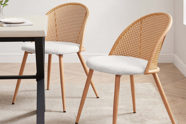Phoebe Set Of 2 Dining Chairs - Boucle - Ivory/Natural - DUSK