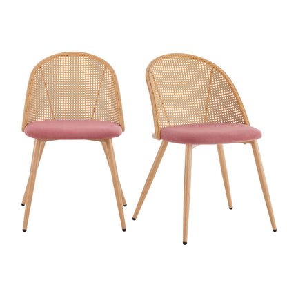 Phoebe Set Of 2 Dining Chairs - Pink/Natural - DUSK