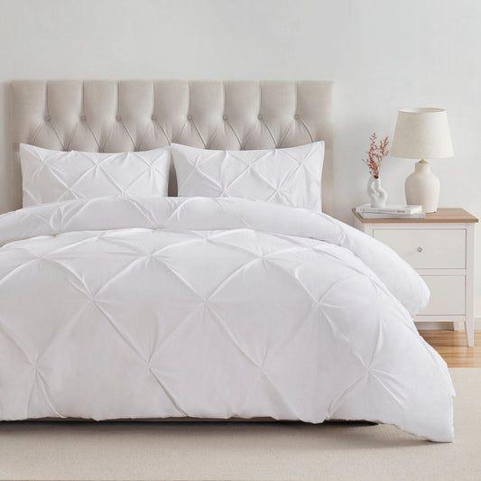 Pintuck Duvet Cover Set - White - DUSK