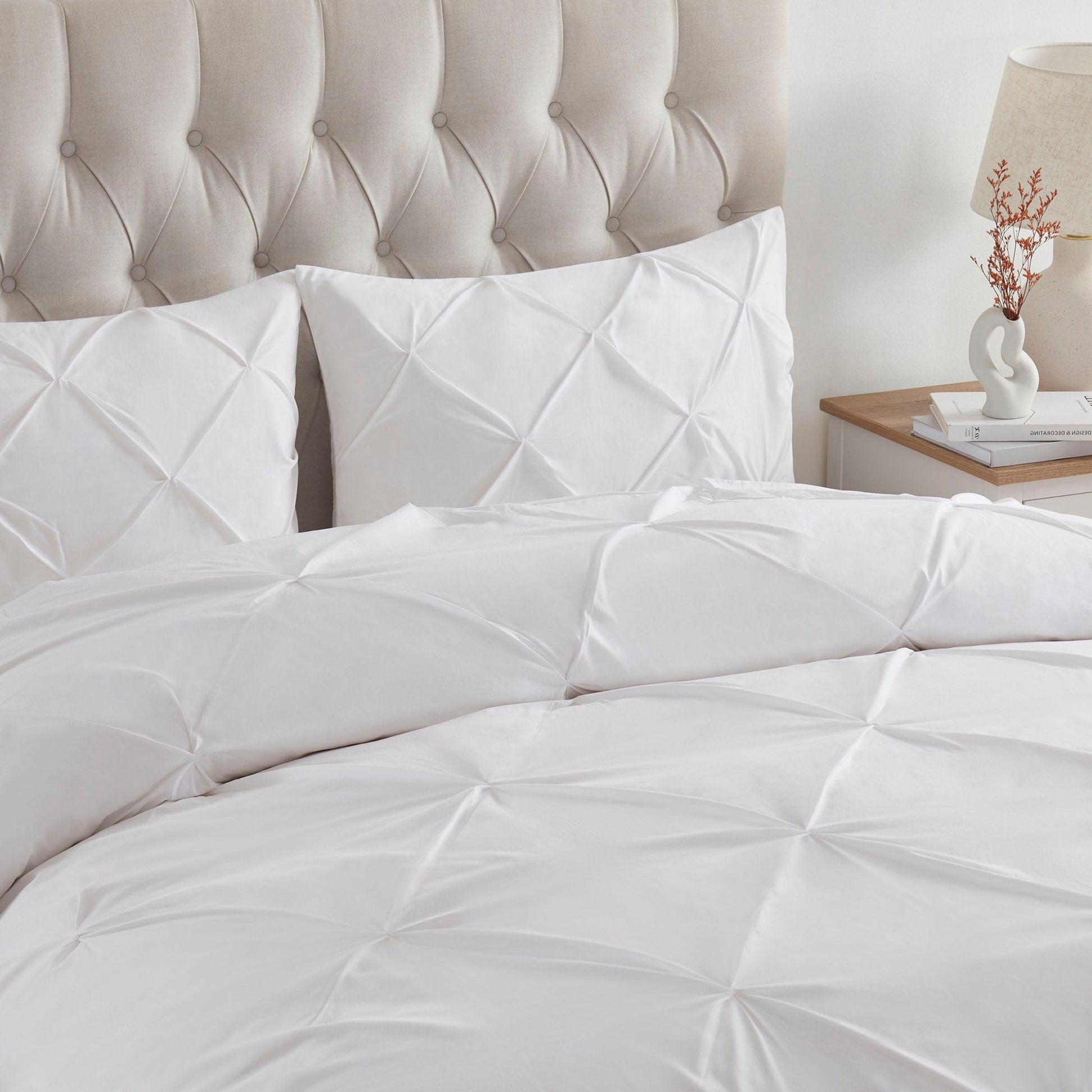 Pintuck Duvet Cover Set - White - DUSK