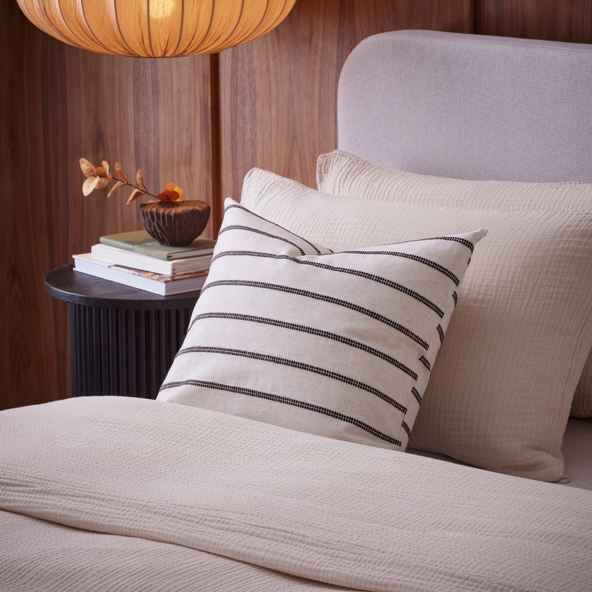 Pisa Double Stripe Cushion Cover - Natural/Black - DUSK