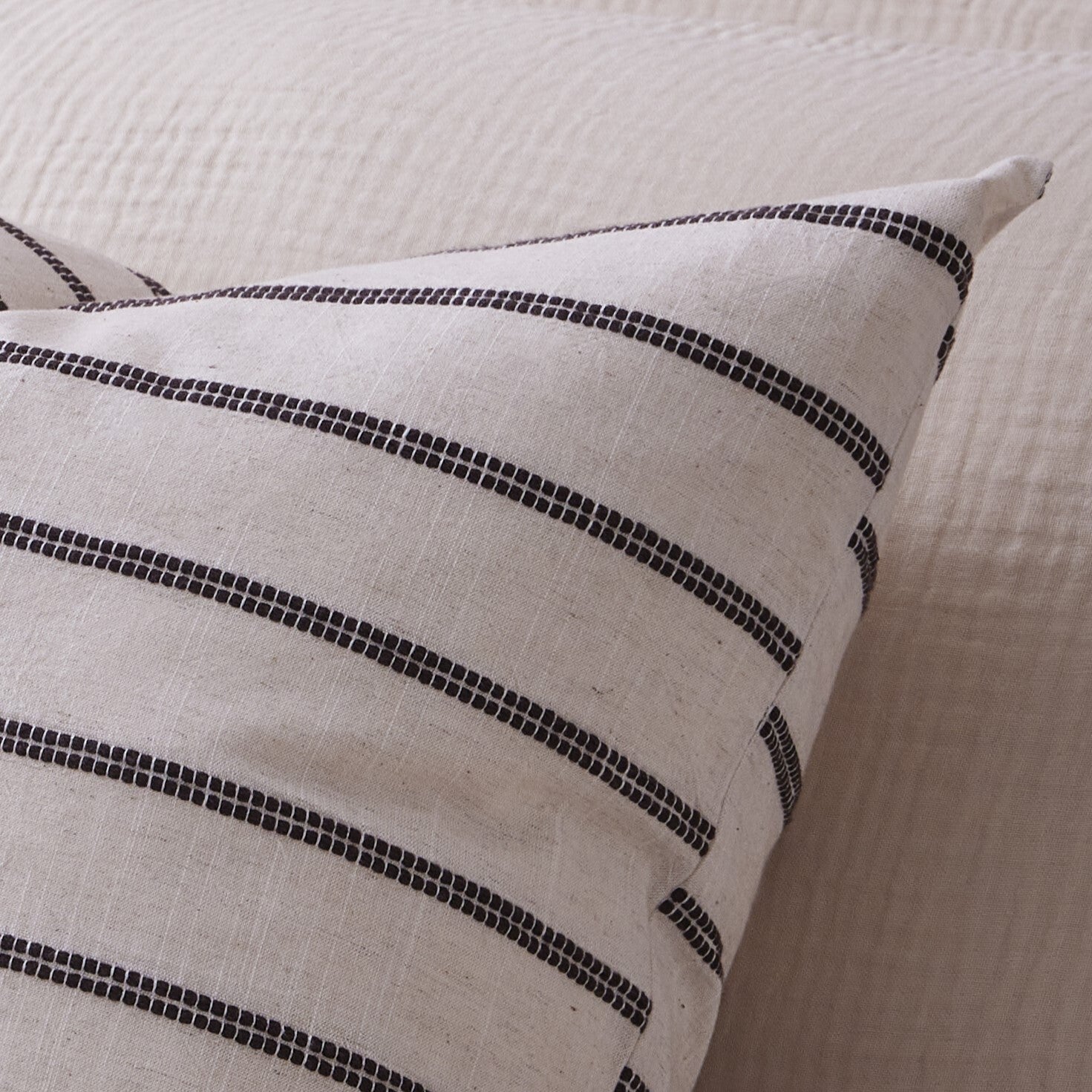 Pisa Double Stripe Cushion Cover - Natural/Black - DUSK