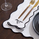 Please leave by 9 Scallop Edge Set of 4 Napkins - Off White/Black - DUSK