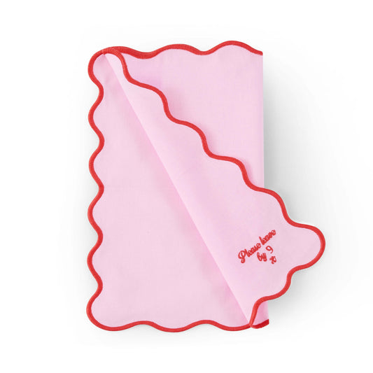Please leave by 9 Scallop Edge Set of 4 Napkins - Pink/Red - DUSK