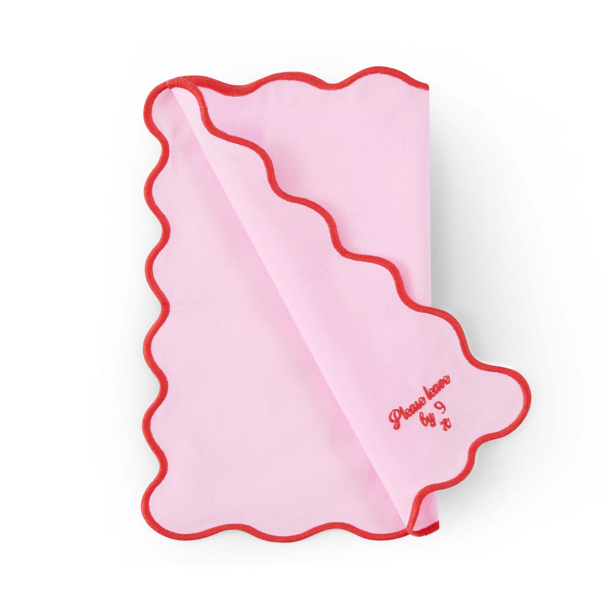Please leave by 9 Scallop Edge Set of 4 Napkins - Pink/Red - DUSK