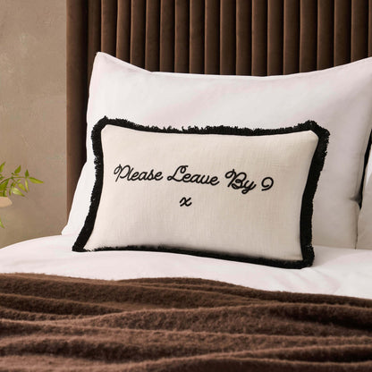 Please Leave By 9 Tufted Cushion Cover - Natural/ Black - DUSK