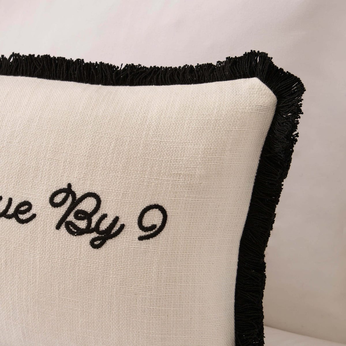 Please Leave By 9 Tufted Cushion Cover - Natural/ Black - DUSK