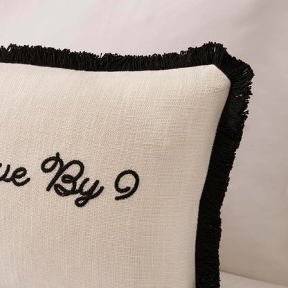 Please Leave By 9 Tufted Cushion Cover - Natural/ Black - DUSK