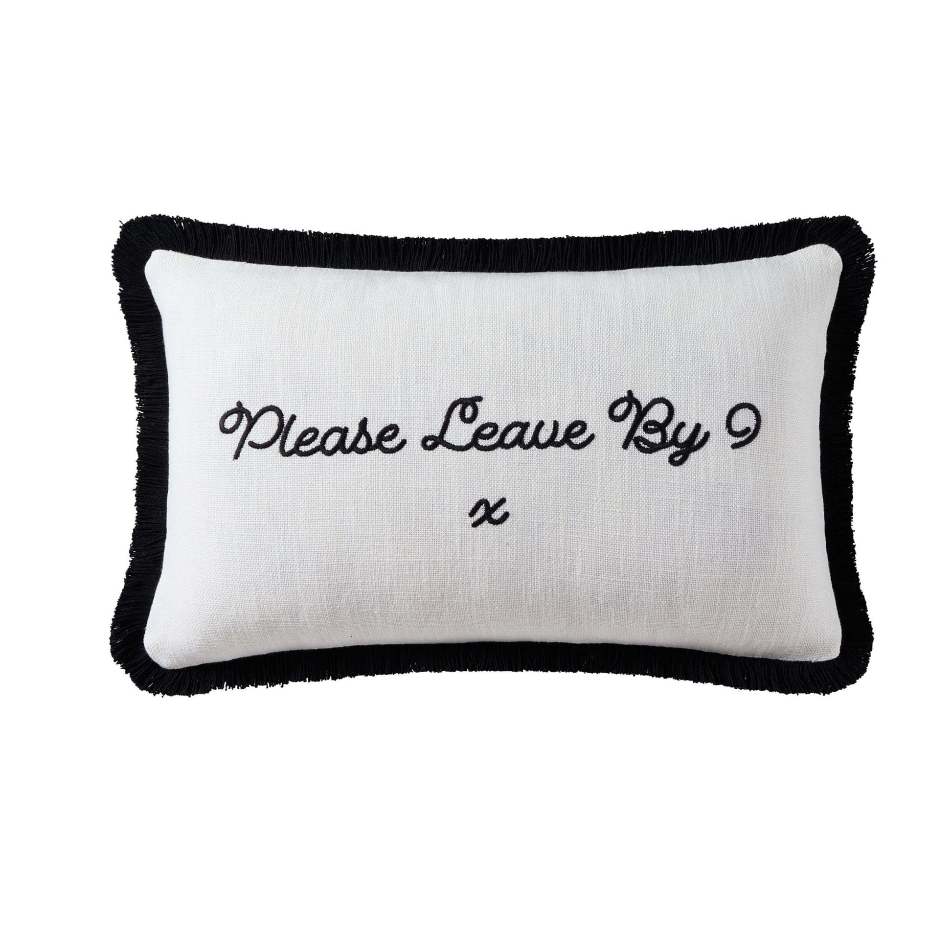 Please Leave By 9 Tufted Sofa Cushion Cover - Natural/ Black - DUSK