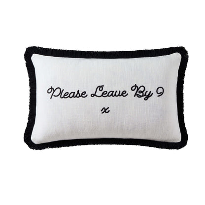 Please Leave By 9 Tufted Sofa Cushion Cover - Natural/ Black - DUSK