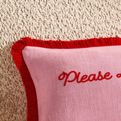 Please Leave By 9 Tufted Sofa Cushion Cover - Pink/ Red - DUSK