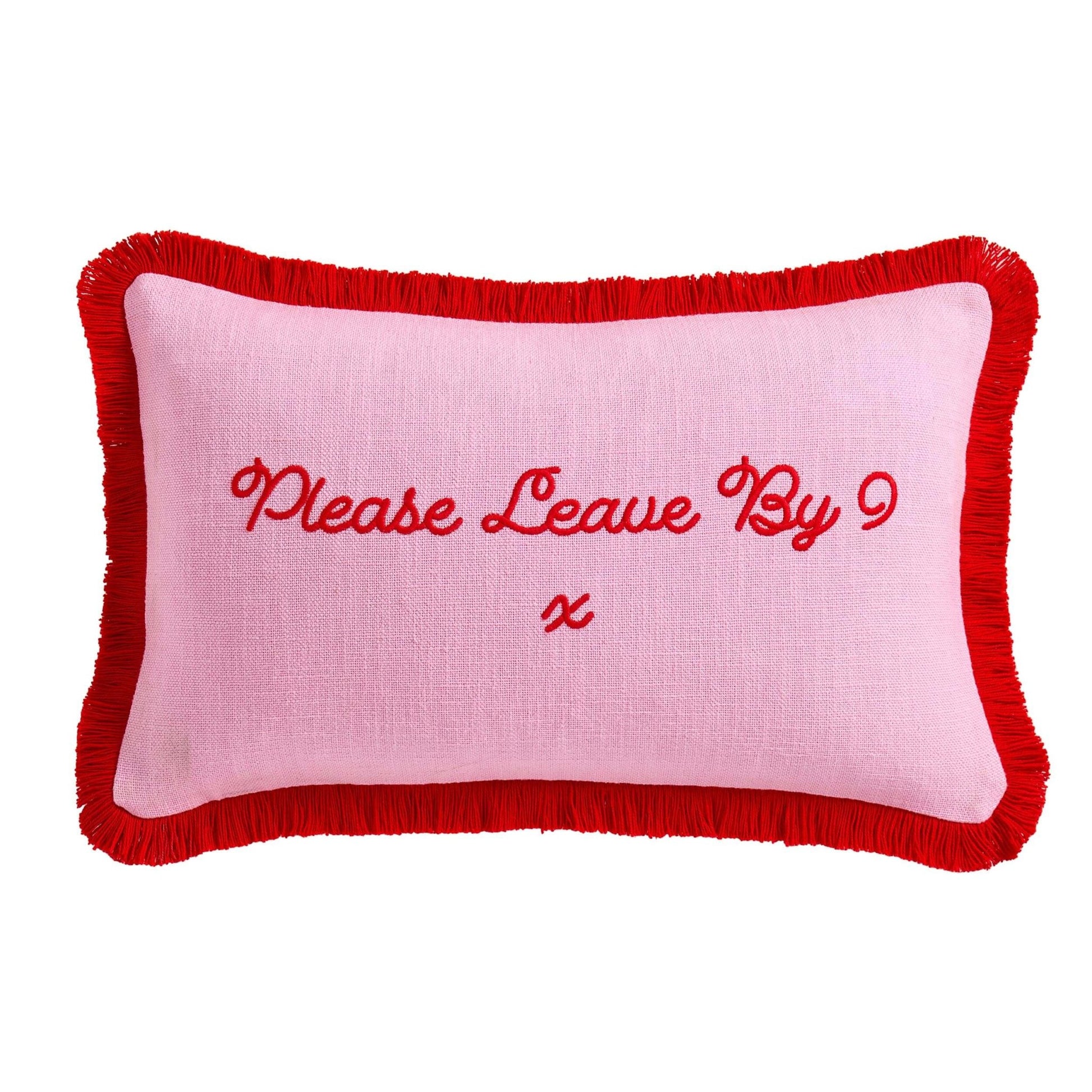 Please Leave By 9 Tufted Sofa Cushion Cover - Pink/ Red - DUSK