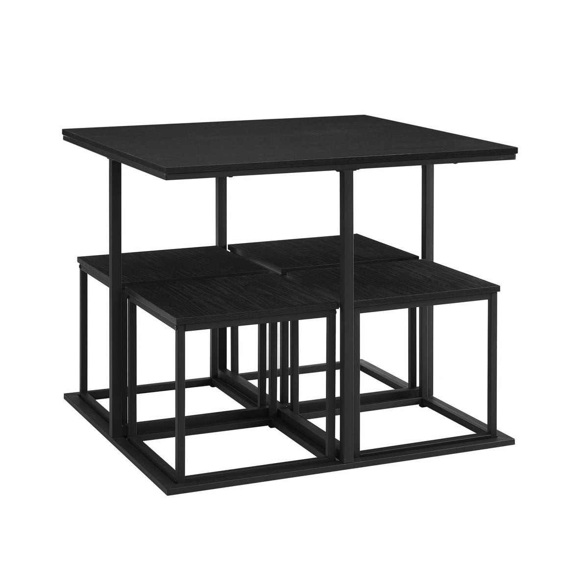Polly Space Saving Dining Table and Chairs - Black - DUSK
