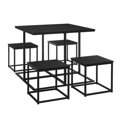 Polly Space Saving Dining Table and Chairs - Black - DUSK