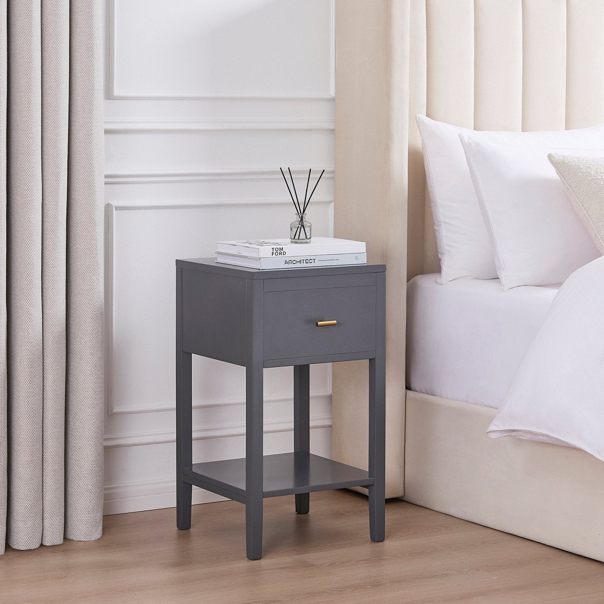 Poppy 1 Drawer Nightstand - Charcoal - DUSK