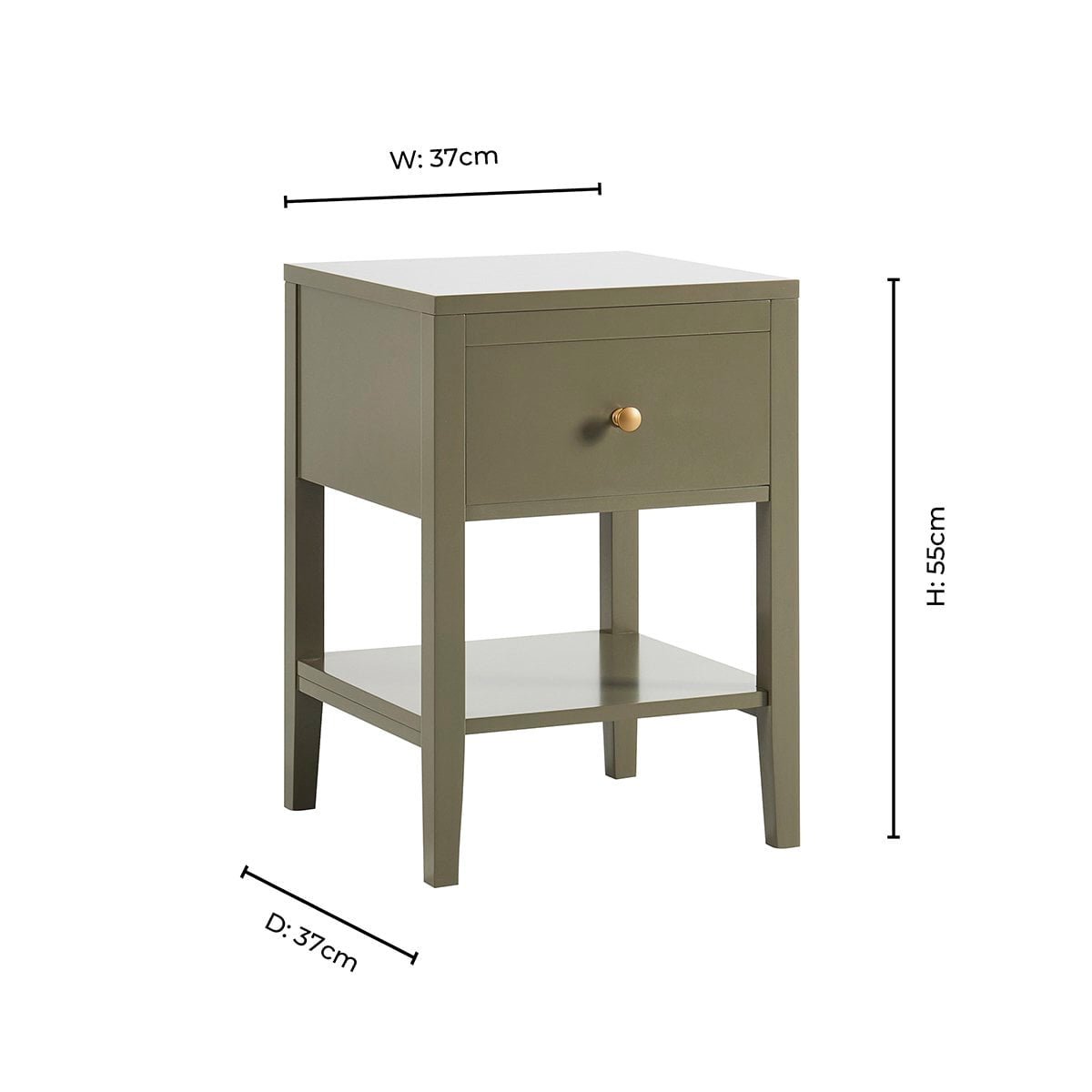Poppy 1 Drawer Nightstand - Muted Moss Green - DUSK