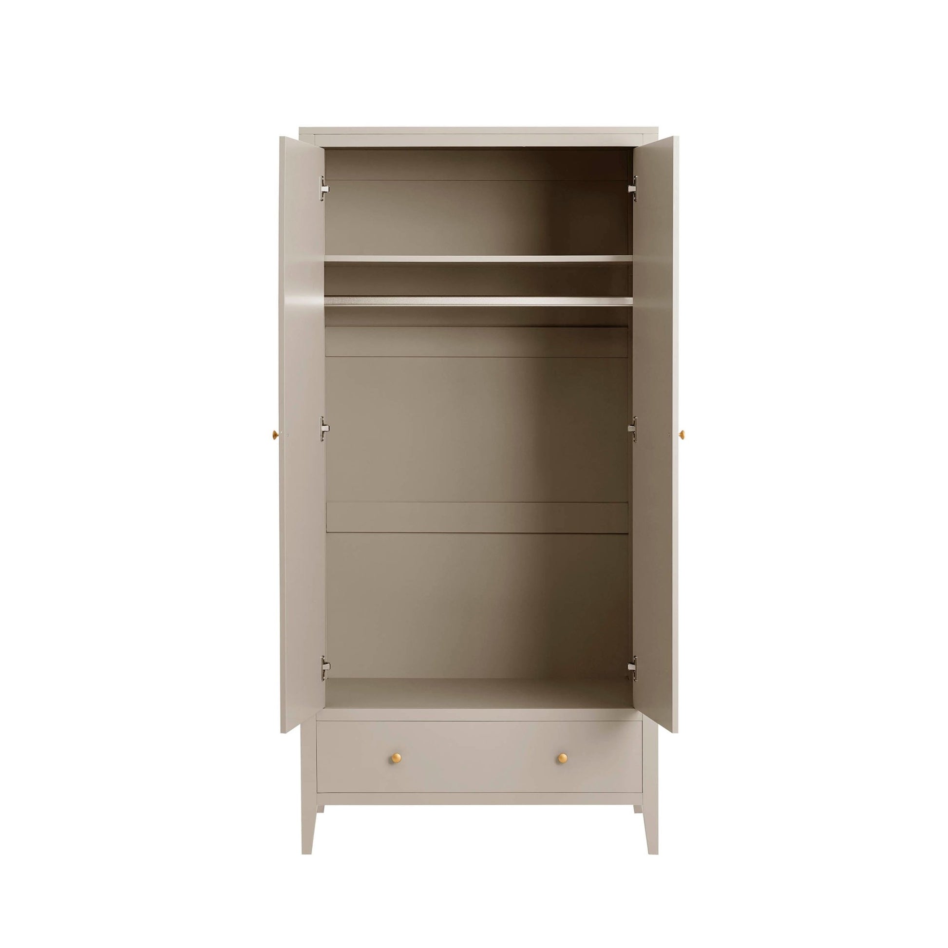 Poppy 2 Door Wardrobe with Drawer - Taupe - DUSK