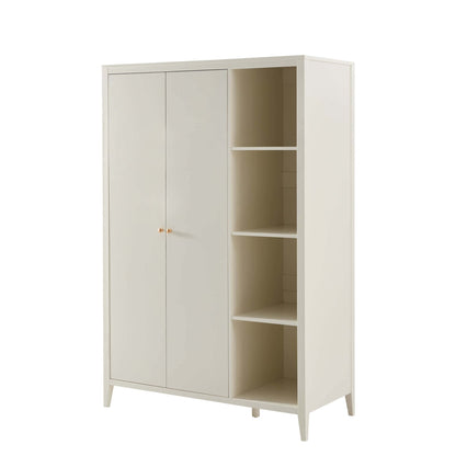 Poppy 2 Door Wardrobe with Open Shelves - Cream - DUSK