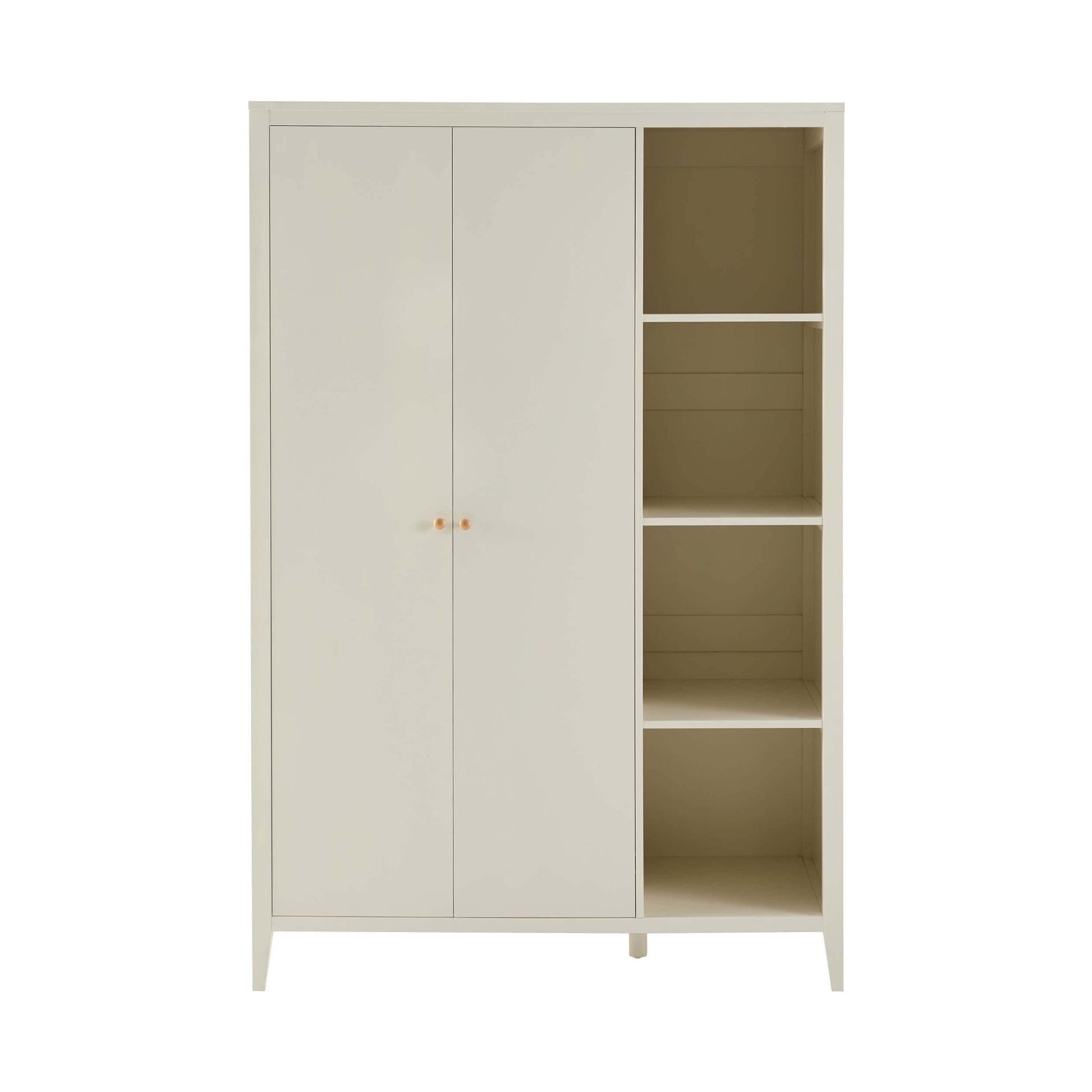 Poppy 2 Door Wardrobe with Open Shelves - Cream - DUSK