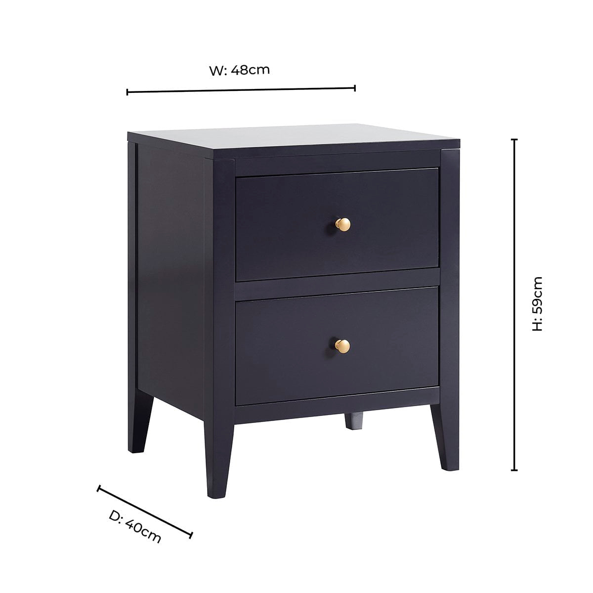 Poppy 2 Drawer Bedside Table - Midnight - DUSK