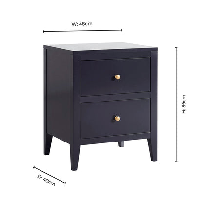 Poppy 2 Drawer Bedside Table - Midnight - DUSK