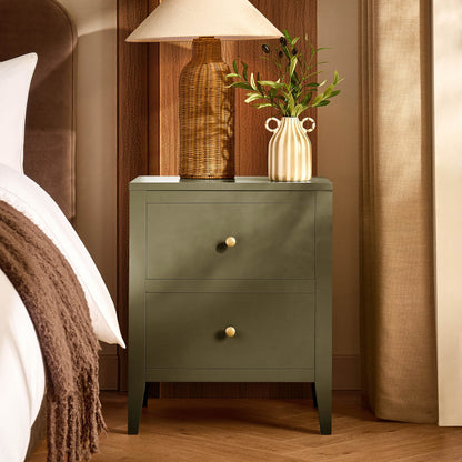 Poppy 2 Drawer Bedside Table - Muted Moss - DUSK