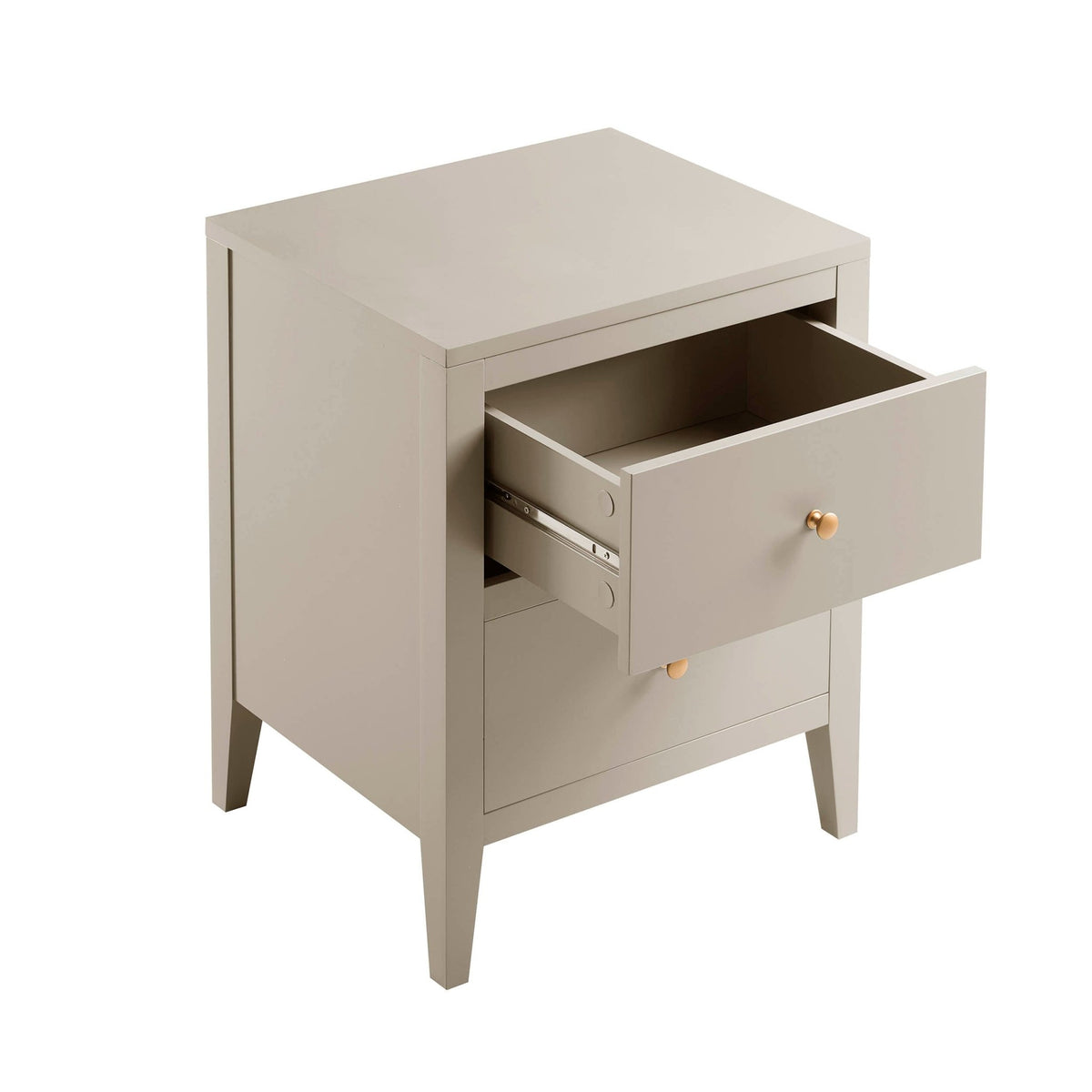 Poppy 2 Drawer Bedside Table - Taupe - DUSK