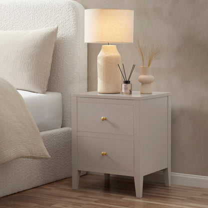 Poppy 2 Drawer Bedside Table - Taupe - DUSK
